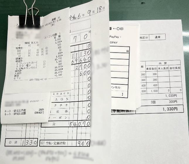 納金票の順序通りの重ね方と記入例